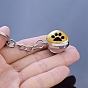 Dog Paw Print Pattern Glass Double-sided Ball Keychains, with Alloy Finding, for Backpack, Keychain Decor