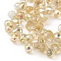 Transparent Electroplate Glass Beads Strands, Faceted, Top Drilled Teardrop, Full Rainbow Plated