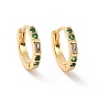 Green Cubic Zirconia Rectangle Hoop Earrings, Brass Jewelry for Women, Cadmium Free & Nickel Free & Lead Free