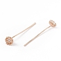 Brass Micro Pave Clear Cubic Zirconia Flower Head Pins, Vintage Decorative for Hair DIY Accessory