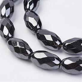 Non-magnetic Synthetic Hematite Beads Strands, Faceted, Oval