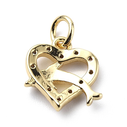 Brass Micro Pave Cubic Zirconia Charms, with Jump Ring, Heart with Dolphin Charms