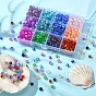 840Pcs 12 Colors Spray Painted Crackle Glass Beads, Round, Two Tone
