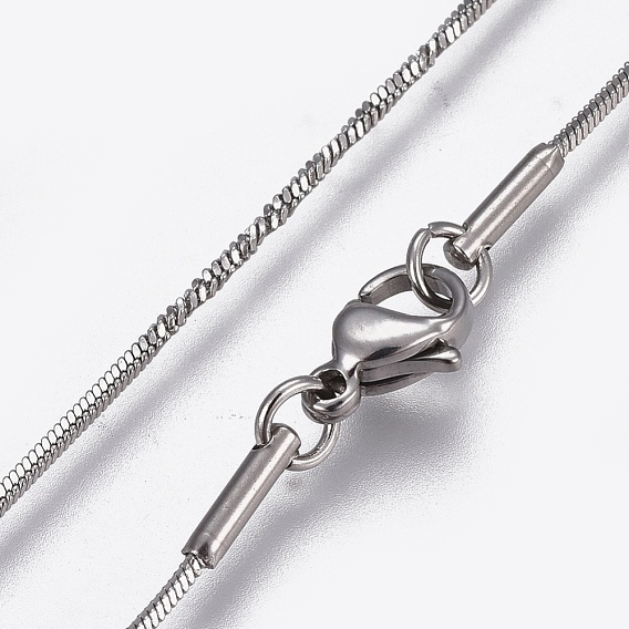 304 Stainless Steel Snake Chain Necklaces, with Lobster Claw Clasp