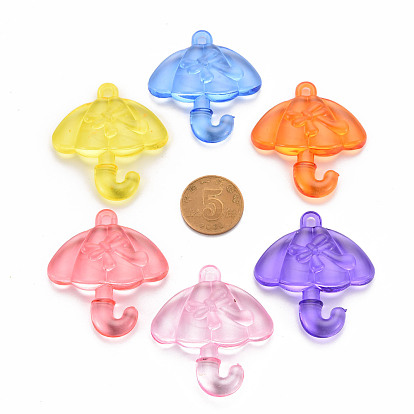Transparent Acrylic Pendants, Umbrella with Bowknot