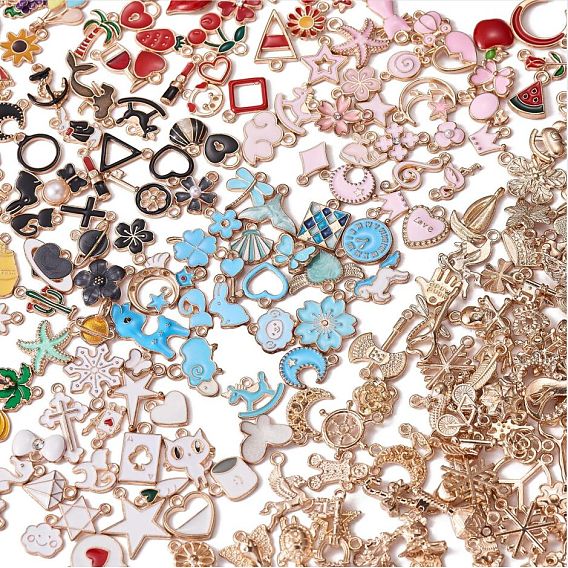 300 piezas al por mayor lotes a granel fabricación de joyas dijes colgante formas mixtas aleación esmalte encantos para joyería collar pendiente hacer artesanías