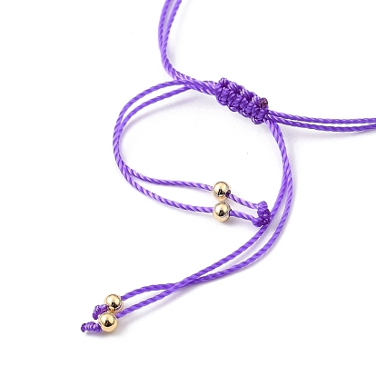 Nylon ajustable pulseras de cuentas trenzado del cordón, con cuentas de perlas de agua dulce cultivadas naturales y cuentas de latón bañadas en oro
