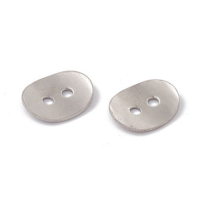 304 Stainless Steel Buttons, 2-Hole, Oval