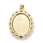 Brass Micro Pave Colorful Cubic Zirconia Pendants, Long-Lasting Plated, Lead Free & Cadmium Free, Oval with Holy Virgin, Religion
