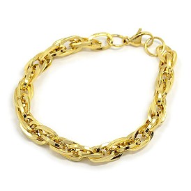 Fashionable 304 Stainless Steel Rope Chain Bracelets, with Lobster Claw Clasps, 8-5/8 inch (220mm), 8mm