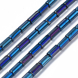 Electroplate Transparent  Glass Beads Strands, Two Tone, Column