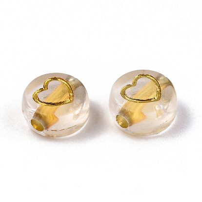Perles acryliques transparentes, plat rond, lune et coeur fleur et étoile