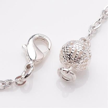 Chakra bijoux pierres précieuses naturelles lien de perle ronde bracelets, avec des chaînes en laiton et des pinces à homard