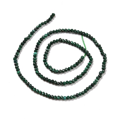 Perlas de malaquita naturales hebras, facetados, Rondana plana