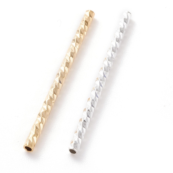 Perlas de tubo de latón, larga duración plateado, tubo facetas