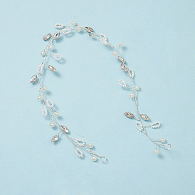 Minimalist Bridal Hair Accessories - Handmade Beaded Soft Chain Headband for Updo.