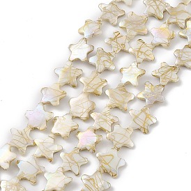 Drawbench Style Natural Freshwater Shell Beads Strands, Star