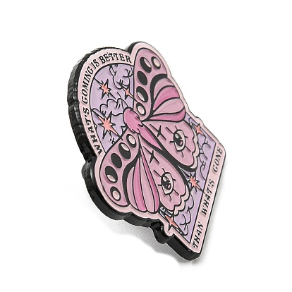 Magic Theme Butterfly/Moon Phase/Skull Enamel Pin, Electrophoresis Black Alloy Brooch for Backpack Clothes