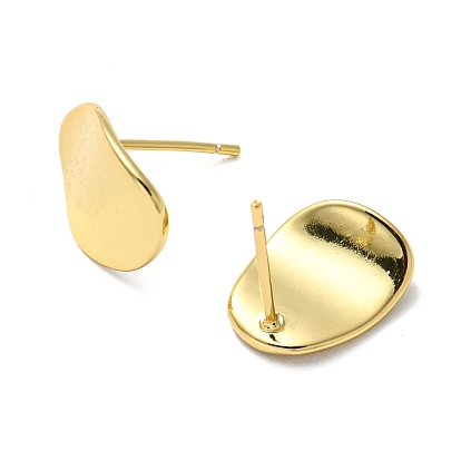 Rack Plating Brass Oval Stud Earrings for Women, Lead Free & Cadmium Free, Long-Lasting Plated