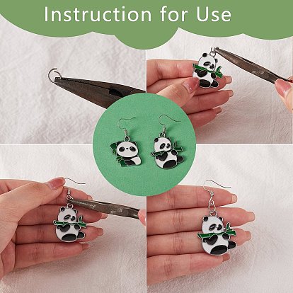 DIY Panda Drop Earring Making Kits, Including Alloy Enamel Pendant, Iron Earring Hooks & Jump Rings