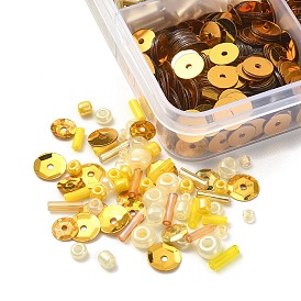 DIY Beads Jewelry Making Finding Kit, Including Bugle & Round Glass Seed & Plastic Paillette Beads