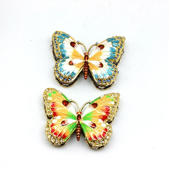 Caja de almacenamiento de joyería de esmalte de aleación de mariposa, con cierres magnéticos, la decoración del hogar