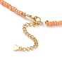 Round Glass Seed Beaded Necklaces, with Brass Crimp Beads and 304 Stainless Steel Lobster Claw Clasps, Golden