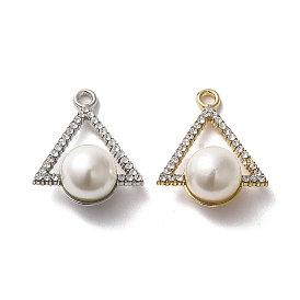 Alloy with Rhinestone Pendants, with ABS Imitation Pearl, Triangle Charms