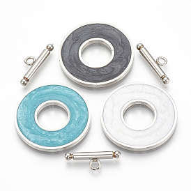 304 Stainless Steel Toggle Clasps, with Enamel, Ring