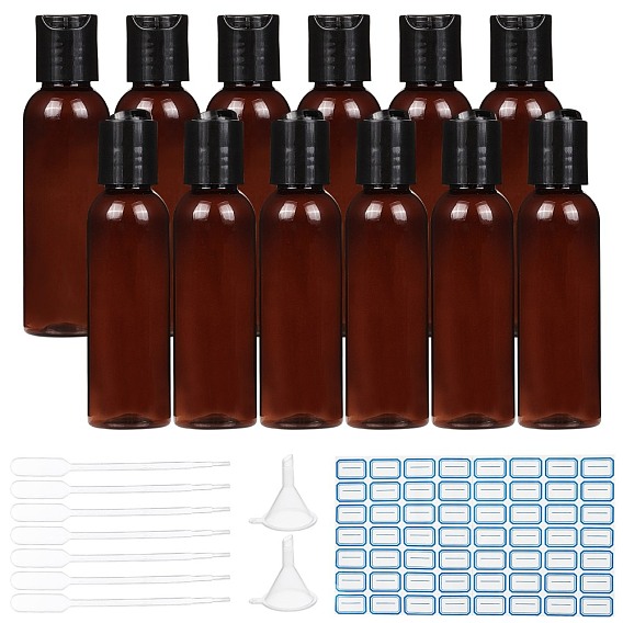 DIY Cosmetics Storage Containers Kits, with Plastic Squeeze Bottles & Pipettes & Funnel Hopper, Label Paster
