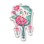 Transparent Acrylic Pendant, Fan with Flower Charm