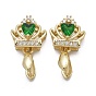 Brass Micro Pave Cubic Zirconia Ice Pick Pinch Bails, Long-Lasting Plated, Crown, Green & Clear