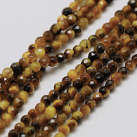 Natural Tiger Eye Beads Strands & Heated, Faceted Round
