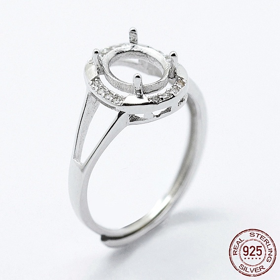 925 звенья кольца перламутрового серебра, с кубического циркония, регулируемый, овальные