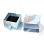 Square Paper Drawer Box, with Black Sponge & Polyester Rope, Marble Pattern, for Bracelet and Rings