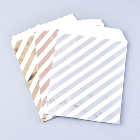 Sacs en papier écologiques à rayures diagonales, sacs-cadeaux, sacs à provisions, rectangle