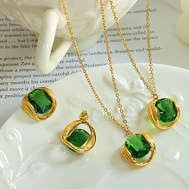 Vintage Palace Green Crystal Earrings Set - Elegant and Luxurious for Noble Women