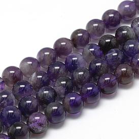 Natural Amethyst Beads Strands, Grade AB, Round