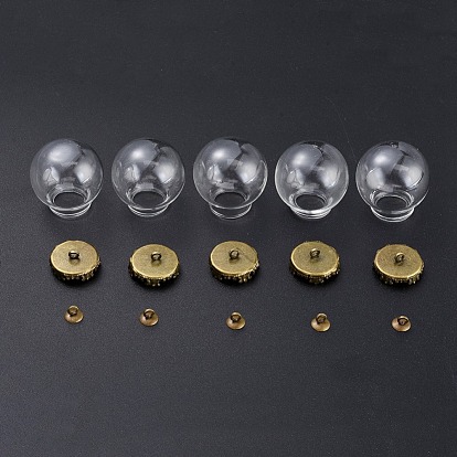 Fabrication de pendentifs de couverture de bulle de globe de bricolage, avec pendentif en perles de fer et perles de verre soufflé faites à la main transparentes