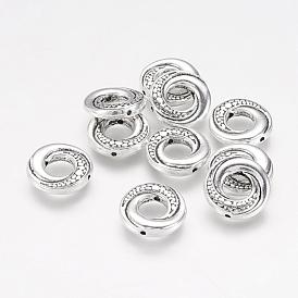 Perles cadres en alliage de style tibétain , sans cadmium et sans plomb, donut, 15x2.5mm, diamètre intérieur: 6 mm, Trou: 1mm