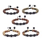 Bracelet de perles tressées en pierre de lave naturelle et bois, bijoux de pierres précieuses d'huile essentielle pour les femmes