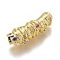 Brass Micro Pave Colorful Cubic Zirconia Pendants, Long-Lasting Plated, Column