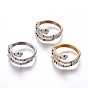 304 Stainless Steel Finger Rings, with Polymer Clay Rhinestone, Snake