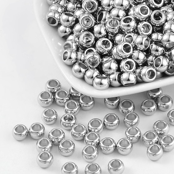 Ccb perles en plastique, couleur de nickel, plat rond