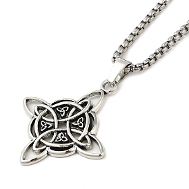 201 Stainless Steel Pendant Necklaces, Witches Knot Wiccan Symbol