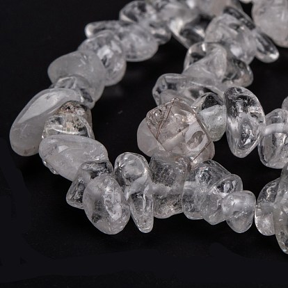 Naturelles cristal de quartz brins de perles, cristal de roche, puce