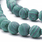 Synthetic Malachite Beads Strands, Frosted, Round