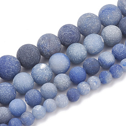 Natürlichen blauen Aventurin Perlen Stränge, matt, Klasse A, Runde