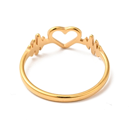 201 Stainless Steel Heart Beat Finger Ring for Valentine's Day