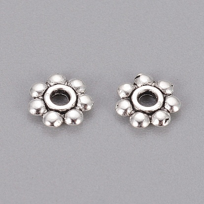 Tibetan Style Daisy Spacer Beads, Lead Free and Cadmium Free, Flower,  6x1.3mm, hole: 2mm